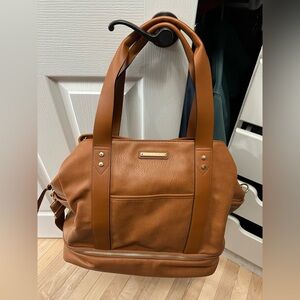 NEW Poppy & Peonies Voyager Bag in Cognac color